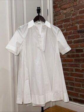 Aritzia Babaton White Short-Sleeve Shirt Dress